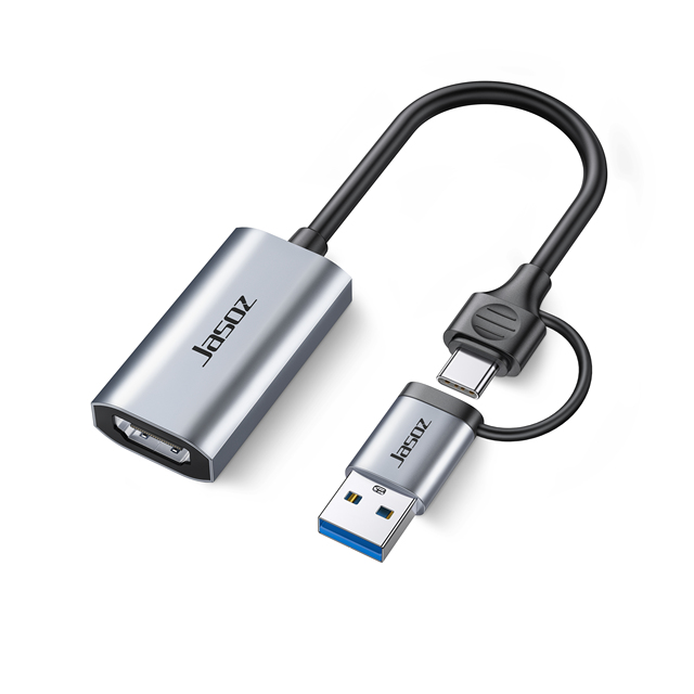 Jasoz 4K 1080p HDMI HD Audio Video Capture Card Design of Type-C+USB Dual Interface for Live Streaming Mobile Computers