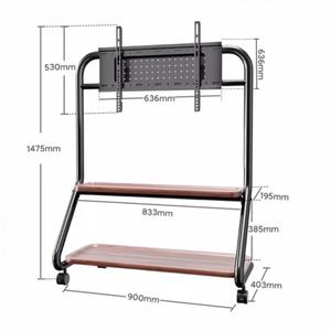 SR-R5B حامل أرضي تصميم فني حديث مكتب منزلي استخدام شاشات الكريستال السائل بلازما موبايل عربة تلفزيون مع عجلات - Product Image 3