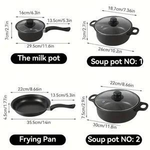 Juego de Utensilios de Cocina Antiadherentes Duraderos de 13 Piezas, Olla para Sopa y Leche Multifuncional, Sartén de Maifanstone para el Hogar - Product Image 4
