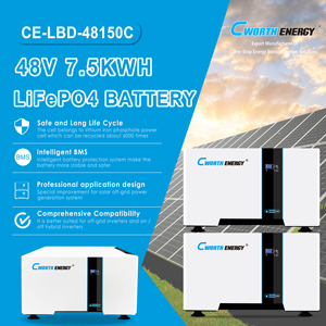 แบตเตอรี่เก็บพลังงานแสงอาทิตย์ Cworth Energy 48v 150ah 7.5kwh ชุดแบตเตอรี่ลิเธียม - Product Image 2