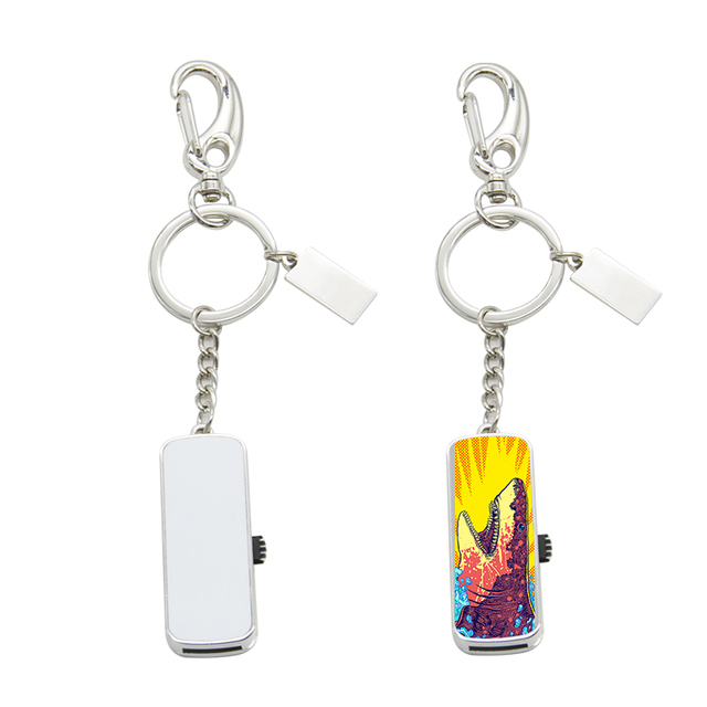 Personalized Sublimation Blanks 16G USB Flash Drives Zinc Alloy Metal Keychain Silver