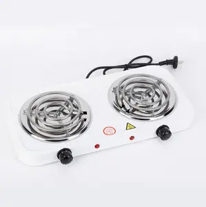 Mini estufa de placa caliente eléctrica doble para el hogar, termostato de horno de cocina de leche caliente para viaje, 2000W