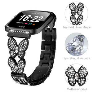 Bracelet de montre en acier inoxydable diamant de <span class=keywords><strong>luxe</strong></span> grimpeur pour <span class=keywords><strong>Fitbit</strong></span> Versa 3 Versa 4 /Sense 2 bracelet de montre-bracelet en métal étanche Unique - Product Image 2