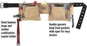Mẫu Miễn Phí 527X Heavy Duty Top Grain Suede Công Trình Xây Dựng Tạp Dề <span class=keywords><strong>2</strong></span> Hammer Loops 12 Túi Công Cụ Bỏ Túi - Product Image 5