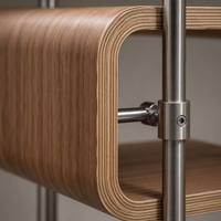 Étagère de présentation en bois massif courbé sur mesure de haute qualité avec éclairage LED multi-niveaux, écologique, pour magasin de détail commercial, armoire de rangement
