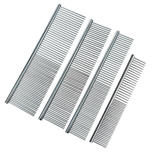 Peigne de toilettage pour animaux Dini en acier inoxydable à double denture, petit, moyen, grand, extra grand, pour démêler les poils de chien et de chat, soin du pelage moelleux - Product Image 3