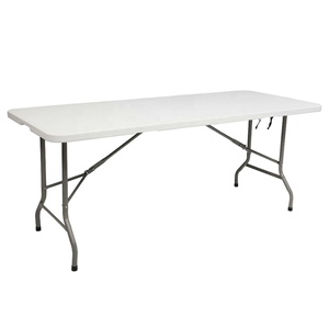 Mesa plegable de <span class=keywords><strong>HDPE</strong></span> de plástico blanco ligero de 6 pies con marco de metal para comidas en hoteles y restaurantes, fiestas al aire libre y uso en el jardín - Product Image 3