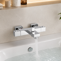 Robinet de douche thermostatique mural pour baignoire, corps en laiton massif, double poignée, finition chromée, mélangeur d'eau moderne pour salle de bain