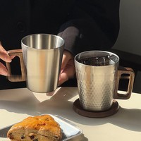 Mug isotherme à double paroi en acier inoxydable 304 de style américain avec poignée pour café, bière, thé, lait, usage en restaurant