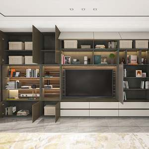 Innovador Sistema de Gestión de Cables de Madera con LED, Mueble de TV Contemporáneo Multifuncional con Estantes Ajustables para Sala de Estar - Product Image 4