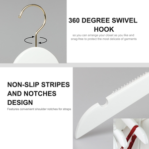 Lindon Móc Màu Vàng Chống Gỉ Dày Chống Trượt Sọc Vai Bằng Gỗ Cho Nữ Móc Treo Quần Áo Màu Trắng - Product Image 5
