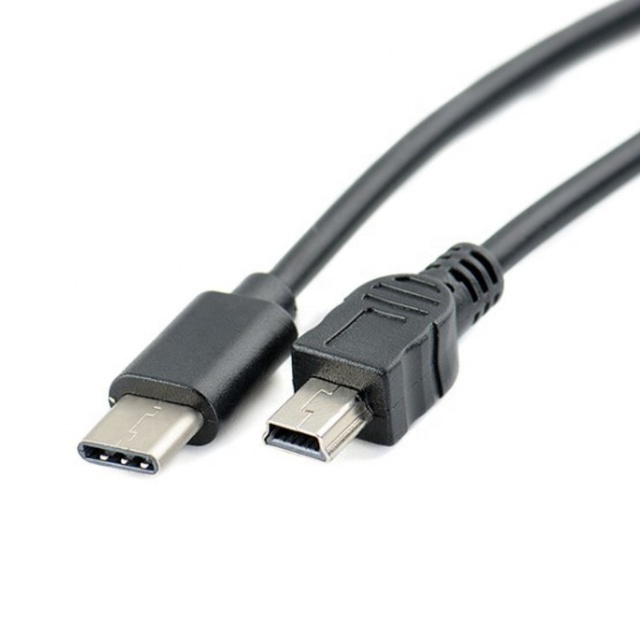 USB Type C to Mini B 5 Pin OTG Data Charging Cable with Braid Shielding Pure Copper Conductor PVC Jacket for Digital Camera