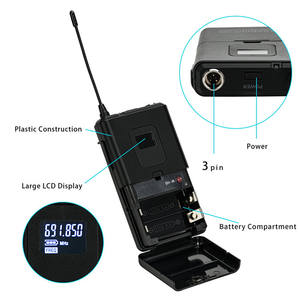 Micrófono Inalámbrico Profesional UR-8000-L 650-690MHz UHF de 8 Canales con 8 Micrófonos de Solapa Inalámbricos - Product Image 5