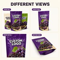 Sachet Doypack Personnalisé Imprimé pour Raisins, Refermable avec Fermeture Éclair, Emballage pour Fruits Séchés, Barrière Anti-Humidité pour la Vente au Détail