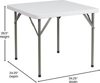 Vente en gros d'usine Table à tréteaux carrée pliante de 86cm en plastique facile à transporter empilable pour les utilisations en extérieur