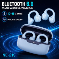 Earbud Nirkabel OWS Open Ear Bluetooth 6.0 Model Ear Hook Olahraga TWS Headphone HiFi Stereo OEM Logo Kustom Grosir Pabrik NE-21S