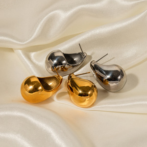 Water Drop Shape Zinc Alloy Drop <b>Earrings</b> 18K Gold Ear <b>Post</b> For Women Gift Jewelry - Product Image 4