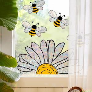 Wholesale Iridescent Static Glass <b>Decals</b> Sunflower Bee <b>Window</b> Stickers for Home Decor Sunlight Inspired Sunflowers - Product Image 3