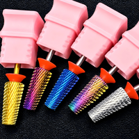 Vente chaude : Embouts de ponçage pour ongles en carbure de tungstène, forme de perceuse et forme de barillet, revêtement titane, pour lime à ongles électrique