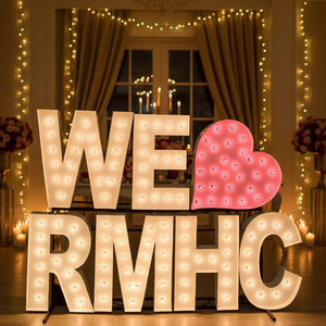 定制大型 LED 灯箱字母数字金属发光标志牌，适用于婚礼公司广告，多色，带遥控器 - Product Image 2