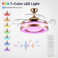 Ventilador de Techo con Aspas Transparentes de Nuevo Diseño, con Luz y Control de Velocidad Integrado, Control de Pared con Interruptor de Luz