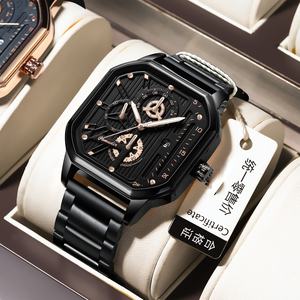Montre pour homme en <span class=keywords><strong>quartz</strong></span> véritable, boîtier en acier inoxydable, acrylique, étanche 30 ATM, calendrier lumineux, 40 mm, mode décontractée, nouvelle - Product Image 3