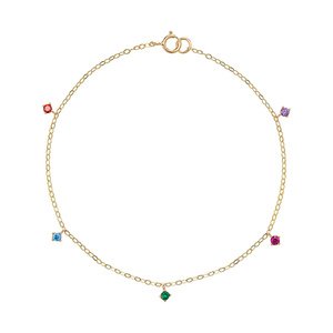 NeeGee Jewelry Pulsera de moda de circonita cúbica arcoíris de oro de 14 quilates para mujer, tobillera hecha a mano en regalo de Corea - Product Image 1