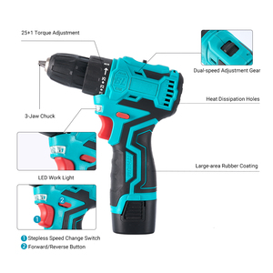 Perceuse <span class=keywords><strong>sans</strong></span> <span class=keywords><strong>fil</strong></span> 16V <span class=keywords><strong>sans</strong></span> balais, 25 réglages de couple, avec roulements doubles de précision, perceuse électrique à 2 vitesses pour l'amélioration de l'habitat et le bricolage - Product Image 2