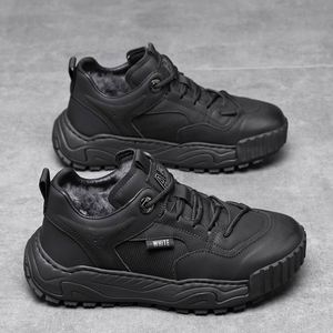 Bottes d'hiver pour hommes en cuir synthétique à bout rond, doublées de fourrure chaude, semelle extérieure en caoutchouc antidérapante, bottes de neige, livraison directe - Product Image 6
