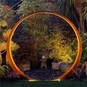 Jardín contemporáneo Puerta <span class=keywords><strong>de</strong></span> la <span class=keywords><strong>luna</strong></span> <span class=keywords><strong>de</strong></span> metal Diseño <span class=keywords><strong>de</strong></span> acero corten al aire libre privado Pérgola <span class=keywords><strong>de</strong></span> madera tratada a presión natural Pabellón Gazebo - Product Image 2