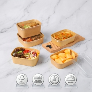 Contenedor de Alimentos para Llevar de Papel Kraft Premium, Certificación FSC, Libre de BRC y PFAS, Apto para Alimentos, para Restaurantes, Entrega a Domicilio y Catering - Product Image 1