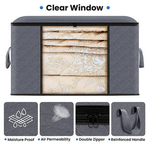 90L/60L/35L Large Clothes Storage Bags with Zipper Foldable Closet Wardrobe Organizers Storage <b>Box</b> for Blanket <b>Bedding</b> Clothing - Product Image 3