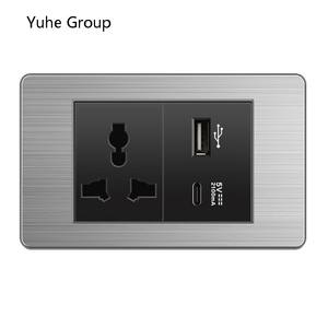 Interruptor de Pared con Panel Táctil de Aluminio Cepillado, Enchufes Estándar Americanos Duraderos de 10A/20A y Combinación de Enchufe para Computadora - Product Image 4