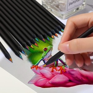 Crayons <span class=keywords><strong>en</strong></span> bois noir multicolores, crayons magiques arc-<span class=keywords><strong>en</strong></span>-ciel, ensemble de crayons <span class=keywords><strong>en</strong></span> bois noir colorés pour étudiants, crayons de <span class=keywords><strong>dessin</strong></span> mixtes <span class=keywords><strong>en</strong></span> bois noir - Product Image 3