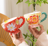Tasse à fleurs en porcelaine écologique de 450ml pour petit-déjeuner soupe camping et fêtes impression et emballage personnalisables modèle ODM