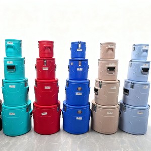 Ensemble de 4 chauffe-plats cylindriques thermiques haut de gamme FC0103, couleur crème et bleu, pour événements de luxe et services de restauration de banquets - Product Image 4