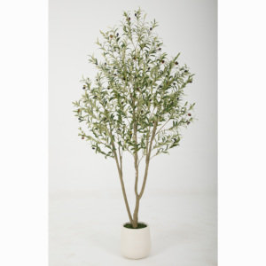 Albero di <span class=keywords><strong>Ulivo</strong></span> Artificiale in Plastica da 2,1 m con Frutti Realistici, Tronco Naturale, Vaso <span class=keywords><strong>Bianco</strong></span> Resistente per Decorazione Interna Casa/Ufficio - Product Image 2