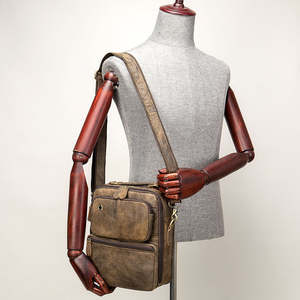 Bolso bandolera de hombro suave de cuero genuino Vintage para hombre-Bolso bandolera portátil con gran capacidad y diseño duradero - Product Image 3