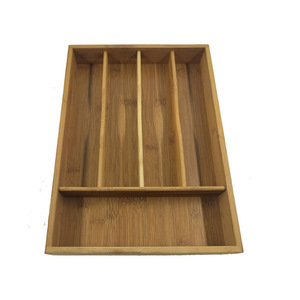 Plateau de rangement pour couteaux en bambou, rectangulaire, 5 compartiments, écologique, organiseur de tiroir de cuisine - Product Image 3