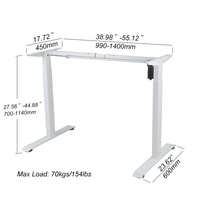Table de bureau électrique ergonomique réglable en hauteur avec moteur unique pour position assise ou debout