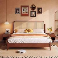 Cadre de lit de chambre à coucher en bois de pin massif minimaliste naturel, écologique, durable, double, queen, king size