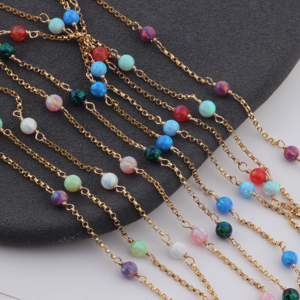 Цепочка Роло/Белчер из позолоченного золота 14K/серебра S925 с опаловыми бусинами 4 мм для изготовления ожерелий и браслетов своими руками, аксессуары для создания украшений - Product Image 2