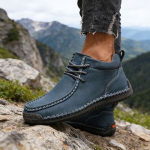 Bottes pour hommes les plus vendues, chaussures pour hommes printemps-automne, chaussures décontractées antidérapantes à semelle souple, bottes d'extérieur cousues à la main, antidérapantes - Product Image 4