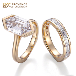 custom 4.46 carat engagement special cutting Large lab diamond <b>ring</b> real solid 10k gold <b>couple</b> <b>rings</b> Baguette Cut wedding band - Product Image 1
