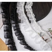 2.5cm 3.5cm Lebar Renda Prancis Putih Hitam Hiasan Bordir Vintage Seksi Renda Bunga untuk Tas & Sepatu