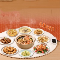 Nouveau Tapis Chauffant Rond Extra-Large en Silicone Souple Pliable, Placemat Chauffant Résistant à l'Huile et Imperméable, Tapis d'Isolation Intelligente pour Repas