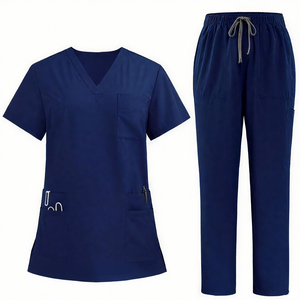 Ensemble uniforme col en V, haute qualité, extensible, anti-rides, pour le travail en milieu hospitalier et les uniformes des médecins et des infirmières - Product Image 2