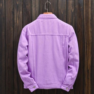 Autumn Fashion Men Cowboy Coat Casual Spliced Purple Orange Loose Long Sleeve <strong>Jean</strong> Streetwear Men'<strong>s</strong> Denim <strong>Jacket</strong> - Product Image 4