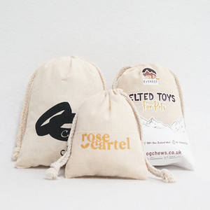 Sacs en toile de coton calicot en gros, couleur naturelle, avec cordon de serrage, pour enfants, sacs cadeaux promotionnels - Product Image 5