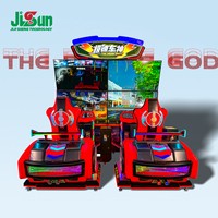 Simulateur de course automobile pour 2 joueurs, machine d'arcade, volant rouge style F1, siège à mouvement pour centre de jeux